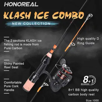 

Free Shipping 1 Set Pure Carbon combo Ice Fishing Rod Ice Fishing Spinning Reel 2 Section Lure Fishing Rod Set