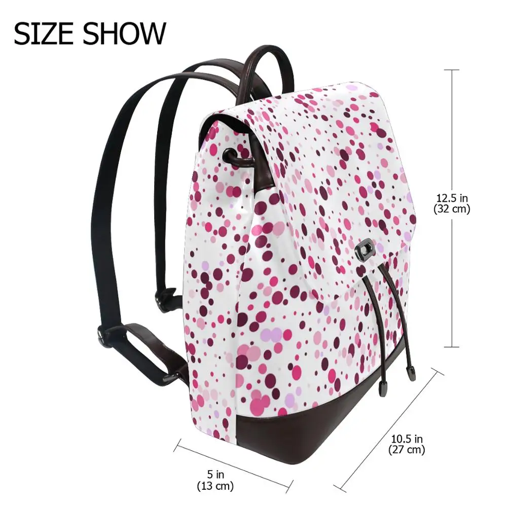 ALAZA Teenager Leather women Backpacks Pink girl Printing Fashion girl waterproof Backpack Women Soft School Travel Shoulder Bag