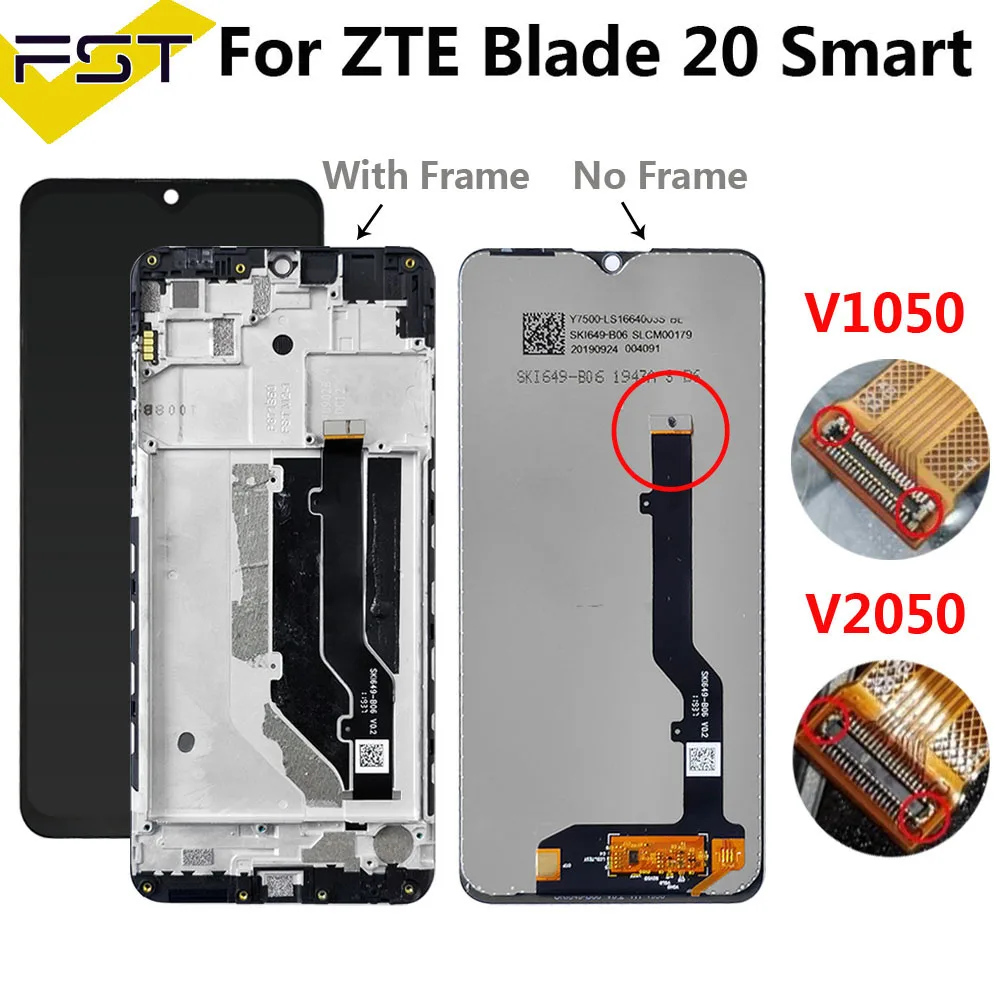 ЖК-дисплей с сенсорным экраном для ZTE Blade 20 Smart 6 49 дюйма V1050 V2050 дигитайзером в сборе