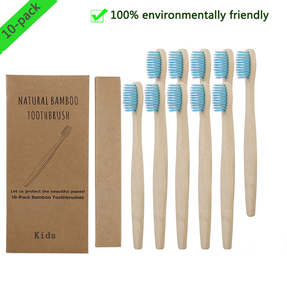 10 шт. бамбуковые зубные щетки с мягкой щетиной для ухода за полостью рта дорожная зубная щетка - Цвет: kids
