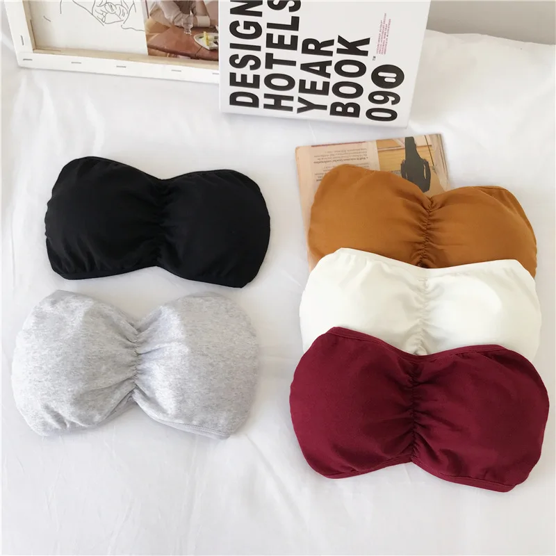 Strapless Bra Tube Top Women Cross Back Bralette Wireless Invisible Bra Seamless Underwear Female Lingerie Sexy Cotton Crop Top