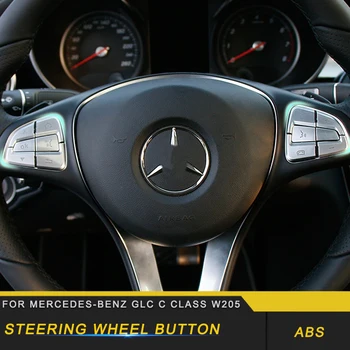 

For Mercedes Benz C Class W205 2016-2019 Auto Car Steering Wheel Button Frame Trim Cover Sticker Decoration Accessories