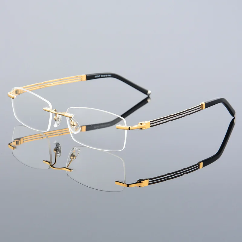 

Titanium Rimless Glasses Frame Men Clear Lens Optical Eyeglasses Myopia Prescription Glasses Male Spectacle Frames Gold Eyewear
