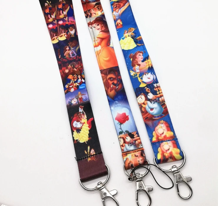  mix 10 pcs/20 pcs/50 pcs Cartoon Beauty and the Beast Lanyard Key Chains Card Holders Bank Card Nec