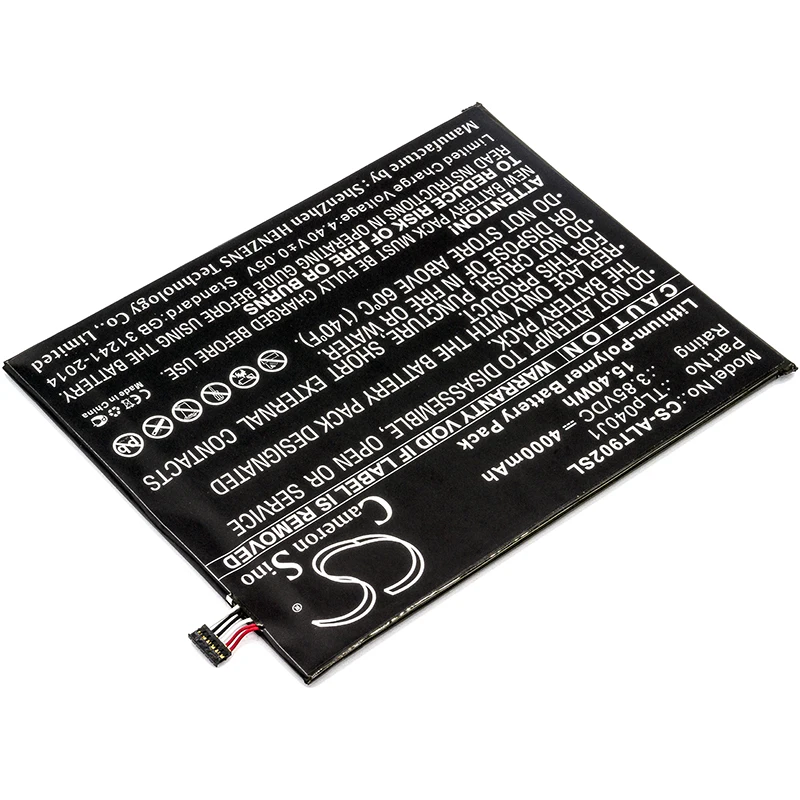 Cameron sino 4000mAh аккумулятор для Alcatel 9024 W, A30 Tablet, A30 Tablet 4G LTE, TLp040J1