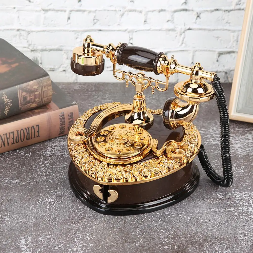 Retro European Style Phone Shaped Musical Box Creative Presents Jewelry Storage Organizer Case Home Decorative Ornaments | Дом и сад