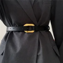 Luxury Designer Women Fashion Metal Buckle Leather Belt Adjustadle All-match Jeans Trouser Decorative Accessories Waistband