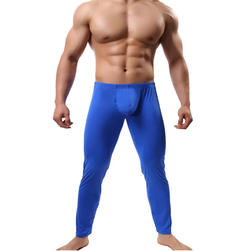 Men Thermal Underwear Bottoms Long Johns Sexy Bottoms Pajama Low Rise Tight Legging Pouch Warm Thermal Underwear Bottoms