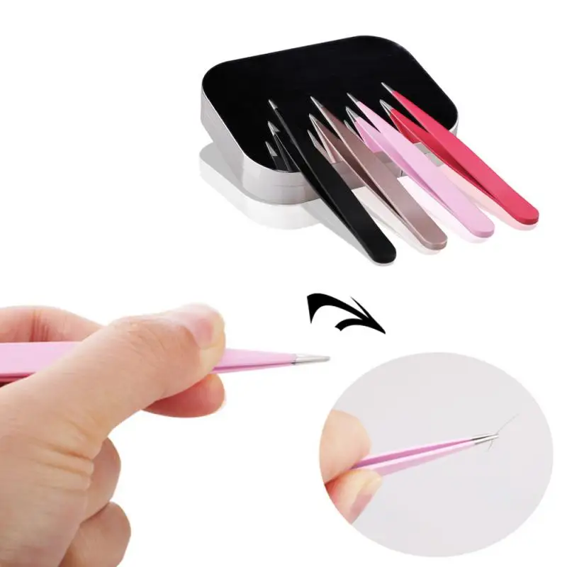 

1PC Black Color Eyebrow Tweezer Hair Beauty Slanted Puller Stainless Steel Eye Brow Clips Hair Removal Makeup Tool Brand New2020