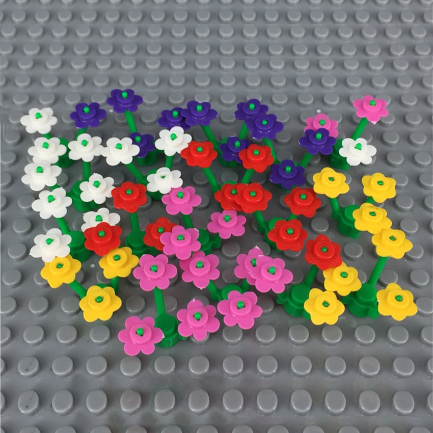 50Pcsset Legoings City Garden Plants Flowers And Plants Accessories Flowers Petals MOC Brick Building Blocks Kids DIY Toys Gift (1)