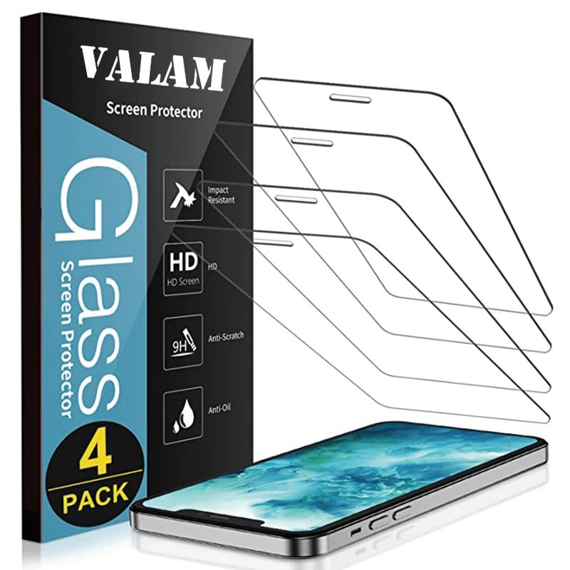4Pcs Protective Glass For iPhone 11 12 Pro Max Screen Protector Full Cover XS XR 7 8 6s Plus Tempered | Мобильные телефоны и