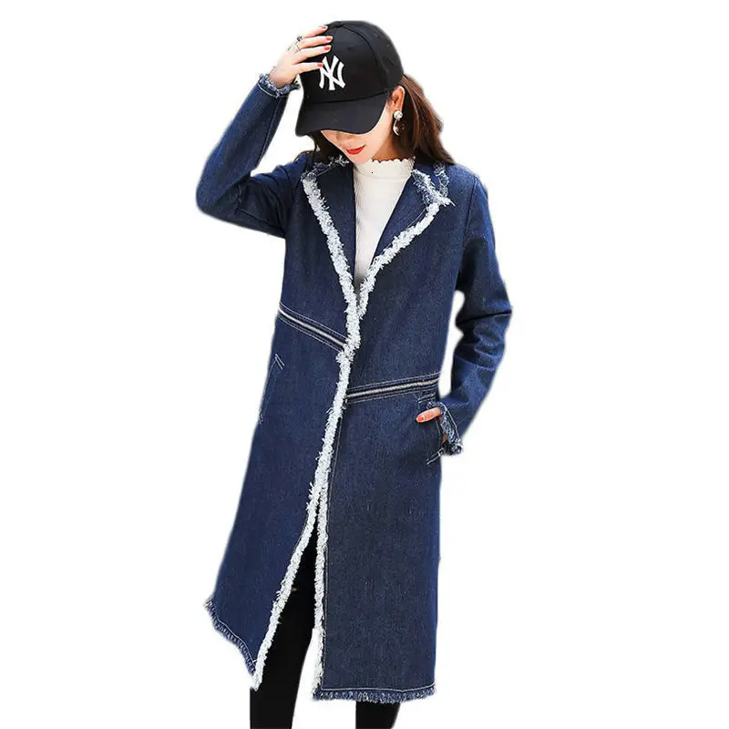 denim long coat ladies