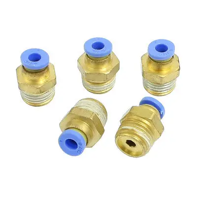 

5 Pcs 4mm OD Tube to 13mm Male Thread Pneumatic Connector Quick Fitting