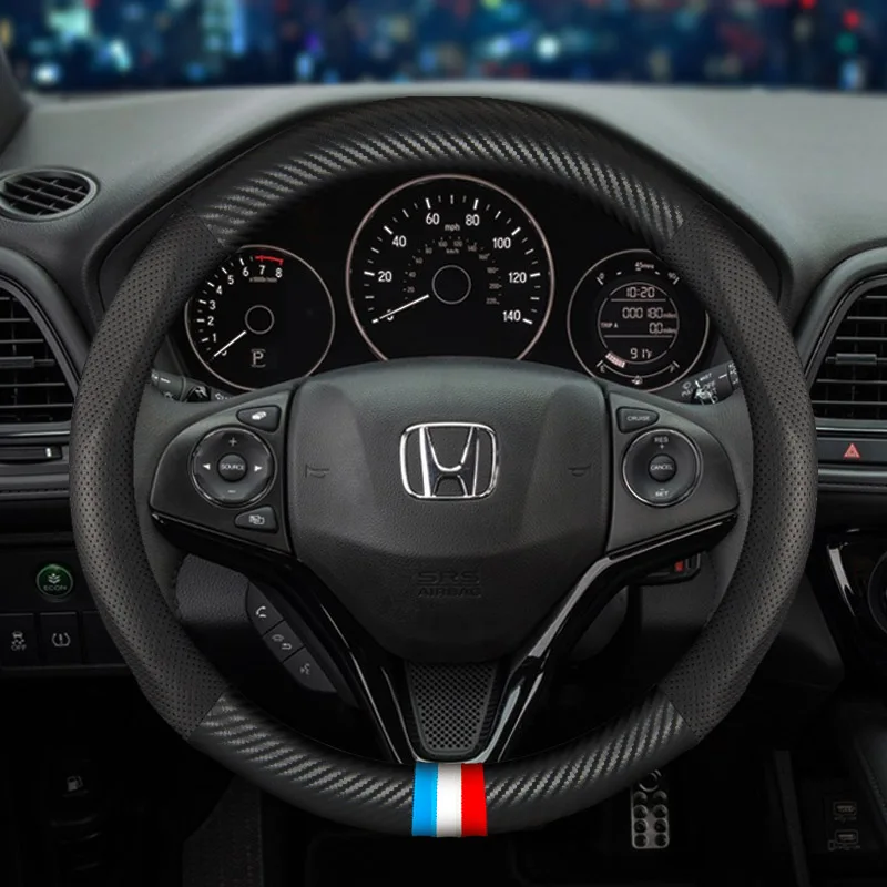 Чехол на руль из натуральной кожи для honda accord 2003 2007 crv 2008 stream civic city 2010 fit jazz - Color Name: color 6