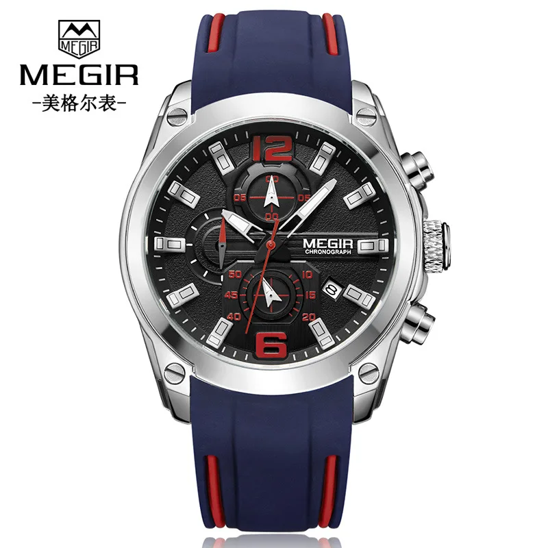 

[Hot Selling Natural Detox Gainer Multi-functional Timing Sports Silicone Watch Strap Quartz MEN'S Watch] Model 2063G