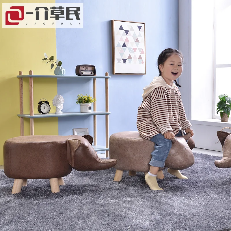 Твердый деревянный диван-табурет модный креативный теленок детская обувь с животными скамейка домашний табурет для ног табурет маленький деревянный табурет