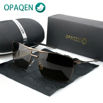 

OPAQEN Polarized Sunglasses Square UV400 Protection Anti-glare Fashion Luxury Glasses Alloy Light Frame Sun Glasses Eyewear