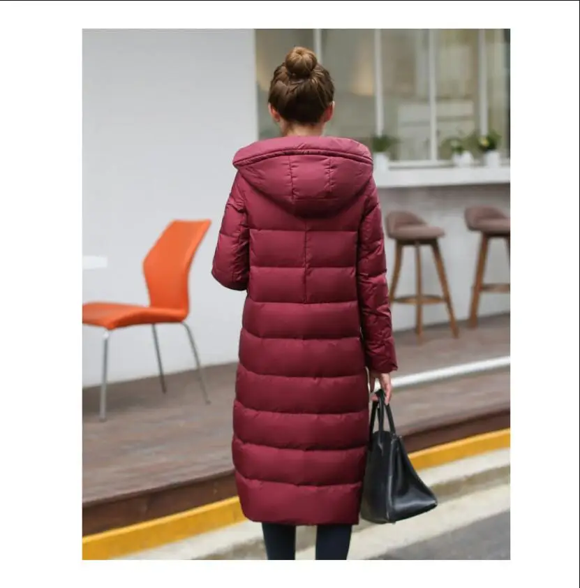 femmes grande taille x-long mince epais doudoune A capuche