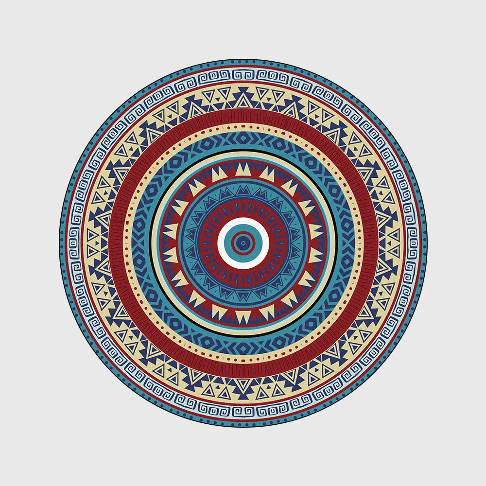 Waliicorners Round Carpets European Retro Geometric Pattern Round Carpet Creative Area Rug for Bedroom Floor Mat 7 H723ae2e3e10f4c7f99d1ba851e5a0ad0A