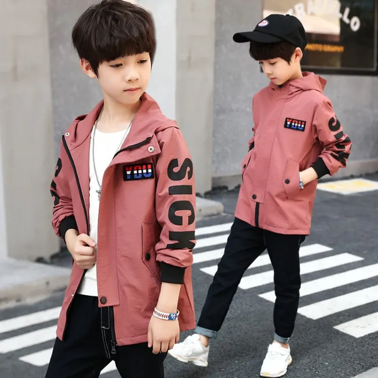 Детская одежда осенне-зимний Тренч в Корейском стиле для мальчиков модная повседневная куртка для больших мальчиков детская Средняя - Цвет: Picture Color 140 Cm