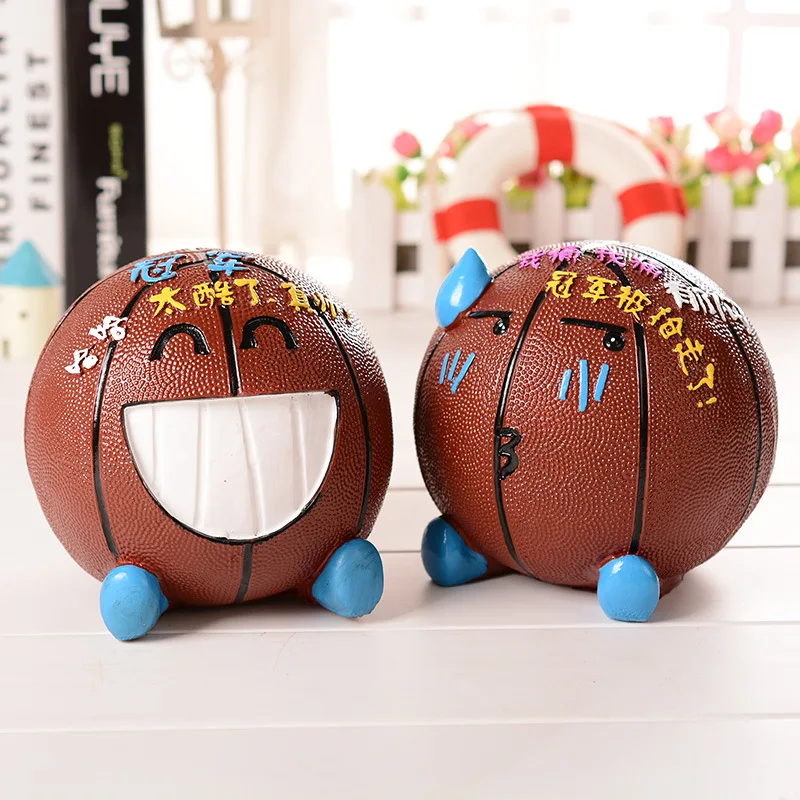 

Resin basketball piggy bank crying expression desktop decoration cartoon piggy bank children creative birthday Christmas gift