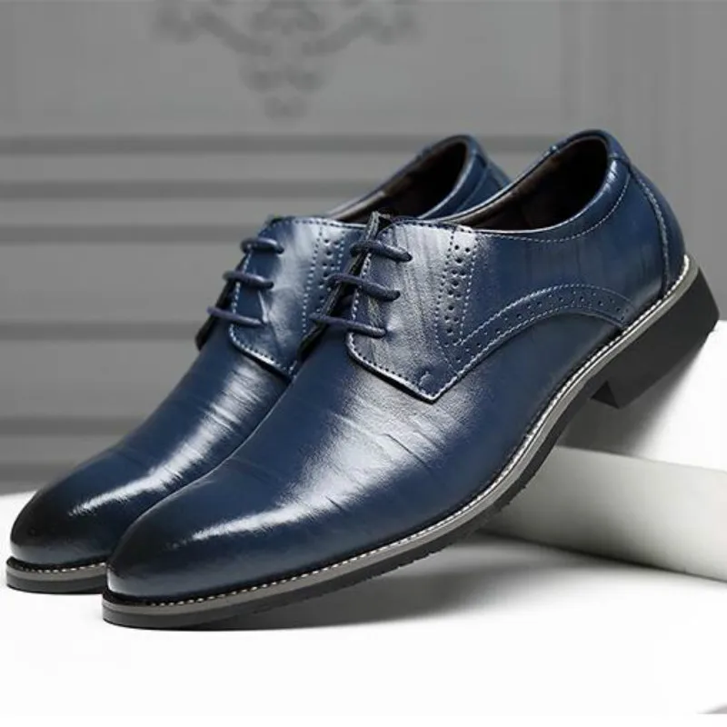 Men Oxfords Shoes British Black Blue Shoes Handmade Comfortable