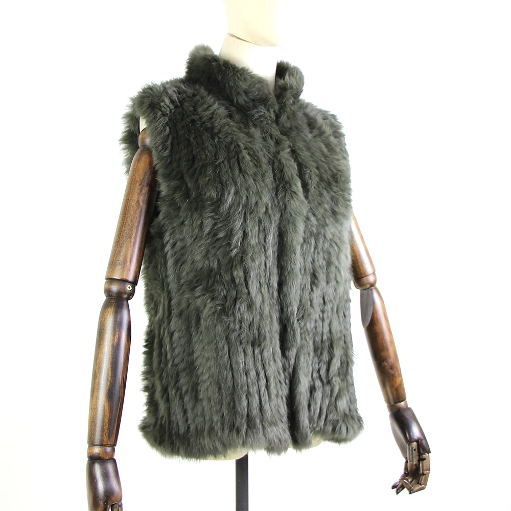 17 colors woman girl real rabbit fur vest jacket spring winter warm genuine rabbit fur knit coat vest black beige