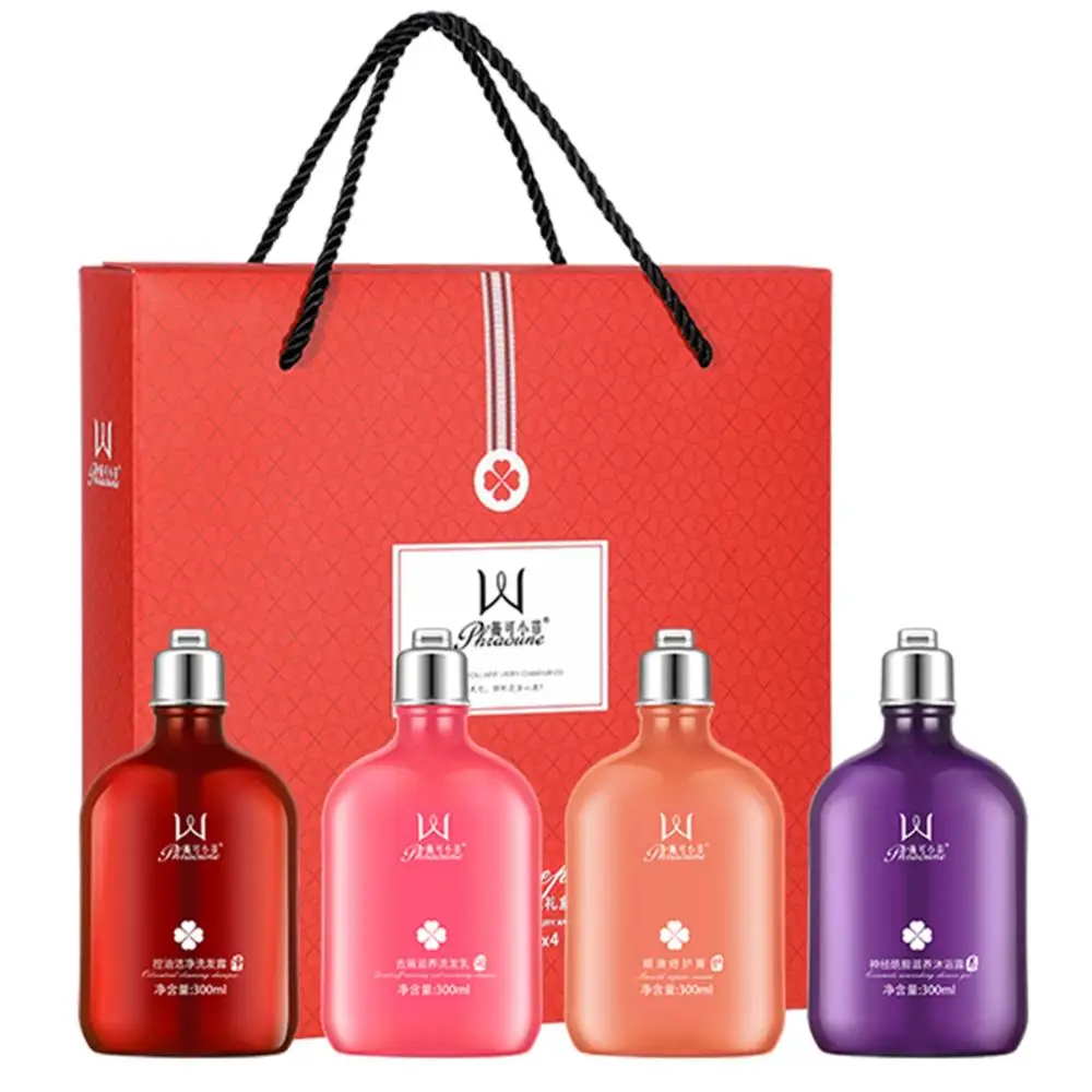 

4 in 1 Dandruff Oil Control Hair Care Bath Anti dandruff and oil control Shampoo Repair Cream Shower Gel Gift Box Set