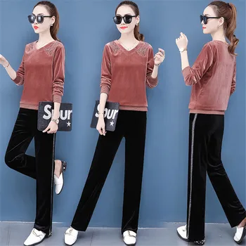 

Tracksuit female sweat track suit women two-piece suits female set 2 pieces pants ladies two piece set top and pants