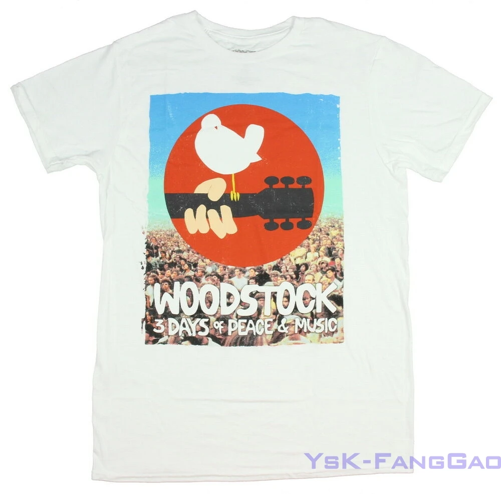 Вудсток 3 дня мира и любви толпа фото потертая Футболка(маленький) Мужская футболка женская хлопок футболки
