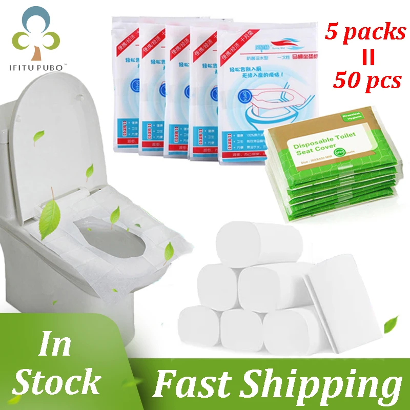50pcs Pack Disposable Toilet Seat Covers Paper Travel Biodegradable Sanitary
