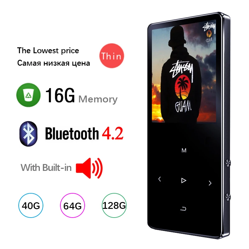 Reproductor Mp3 de Metal Hifi con Bluetooth, Walkman de música portátil con Radio Fm, grabación, altavoz incorporado, tecla táctil, pantalla Tft de 1,8 pulgadas