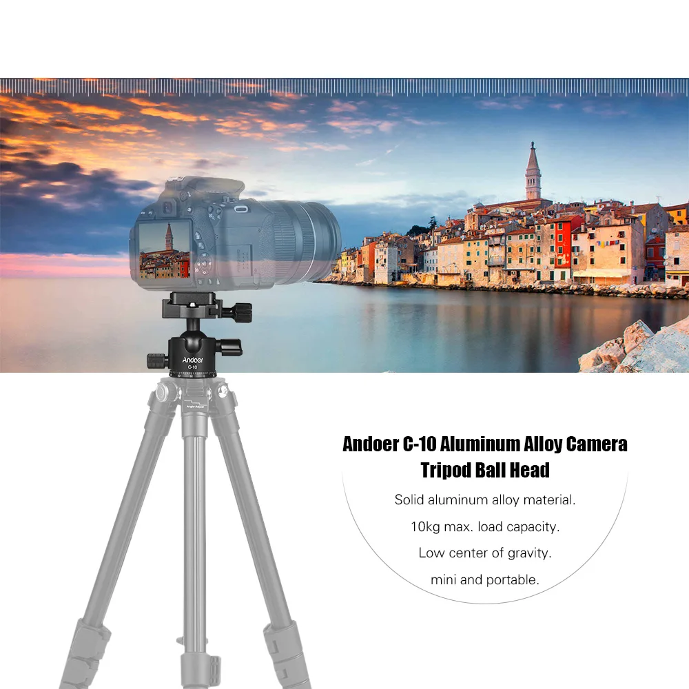 Andoer C-10 штатив из алюминиевого сплава для камеры с шаровой головкой для Canon Nikon sony DSLR камера мини шаровая Головка+ 1 шт. запасная быстросъемная пластина