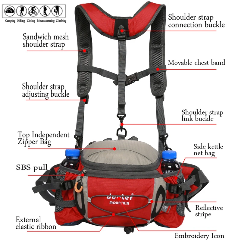 Multifunction Sport Waist Bag Hiking Cycling Waist Pack Portable Mountaineering Backpack for Bottle Small Smart Sporting Pouch