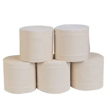 

10 Rolls Natural Bamboo Pulp Roll Paper Toilet Paper 4 Layer Thickened Strong 50JF