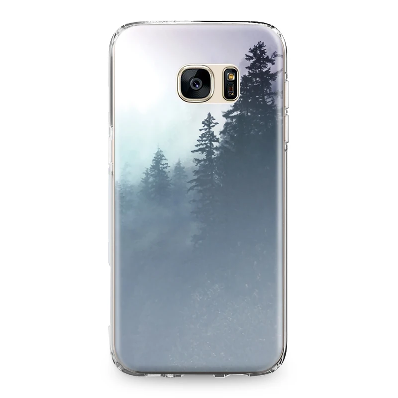 Для samsung Galaxy S4 S5 S6 S7 край S8 S9 S10 плюс S10e Note 4 5 8 9 силиконовый чехол искусство лес чернила горный TPU Защитный чехол