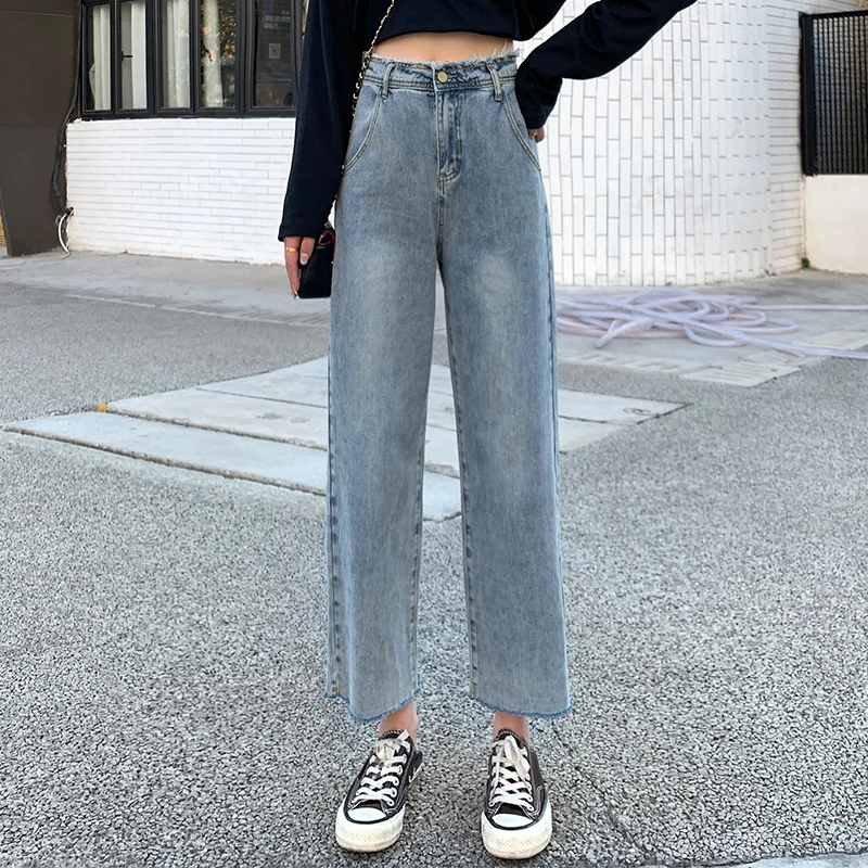 

Women's Fashion Wide Leg Pants Jeans Mom Jeans High Waist Denim Ladies Jeans Straight Wide Leg Womens Jeans Denim Flare Pants
