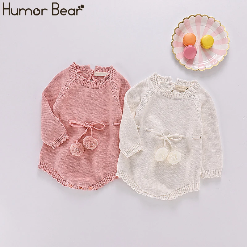 

Humor Bear 2019 Winter Autumn Princess Girls Baby Clothes Knitted Wool Jumpsuit Straps Long Sleeve Triangle Romper Baby Clothes