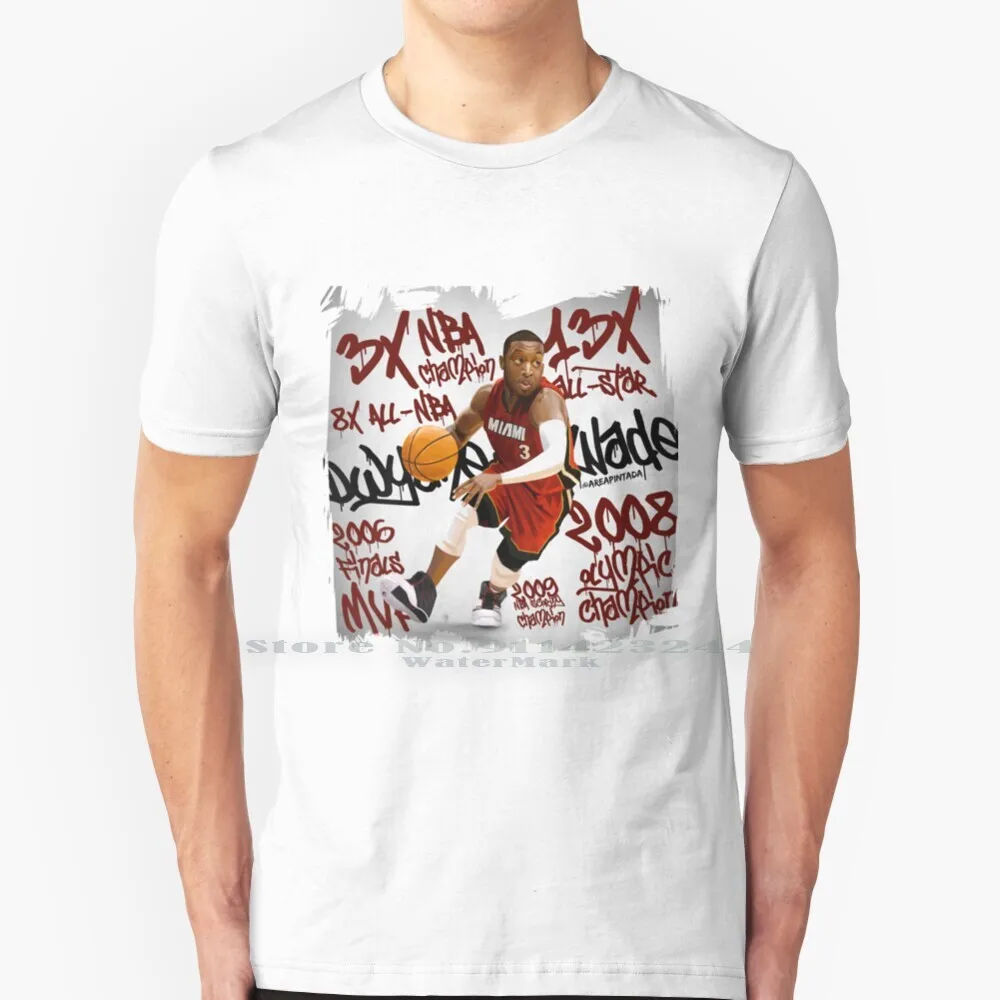 Miami Dwyane Wade T Shirt 100% Pure Cotton Basketball Dwade South Beach | Мужская одежда