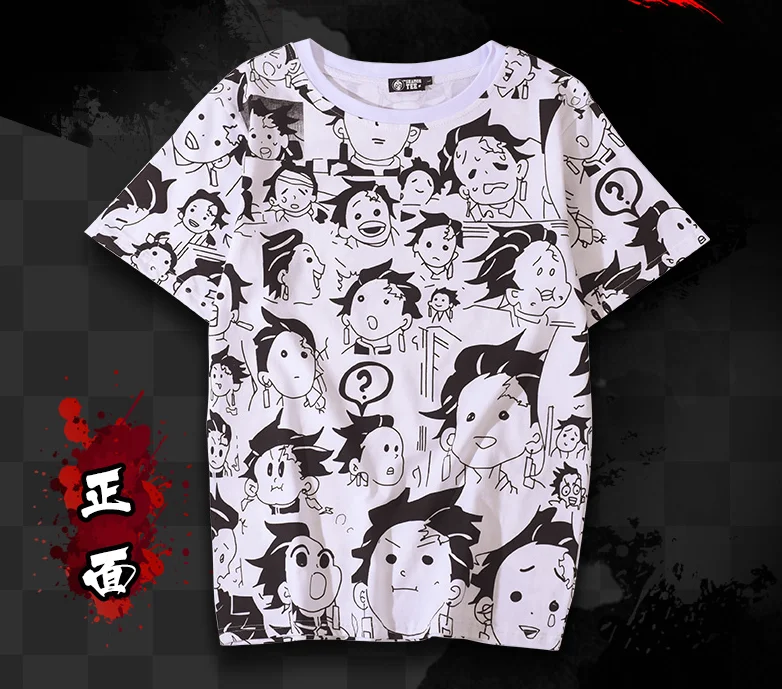 Футболка с коротким рукавом с рисунком из аниме «Demon Slayer», Kimetsu no Yaiba Kamado Tanjirou, футболка с анимацией, хлопковые мужские футболки, топы