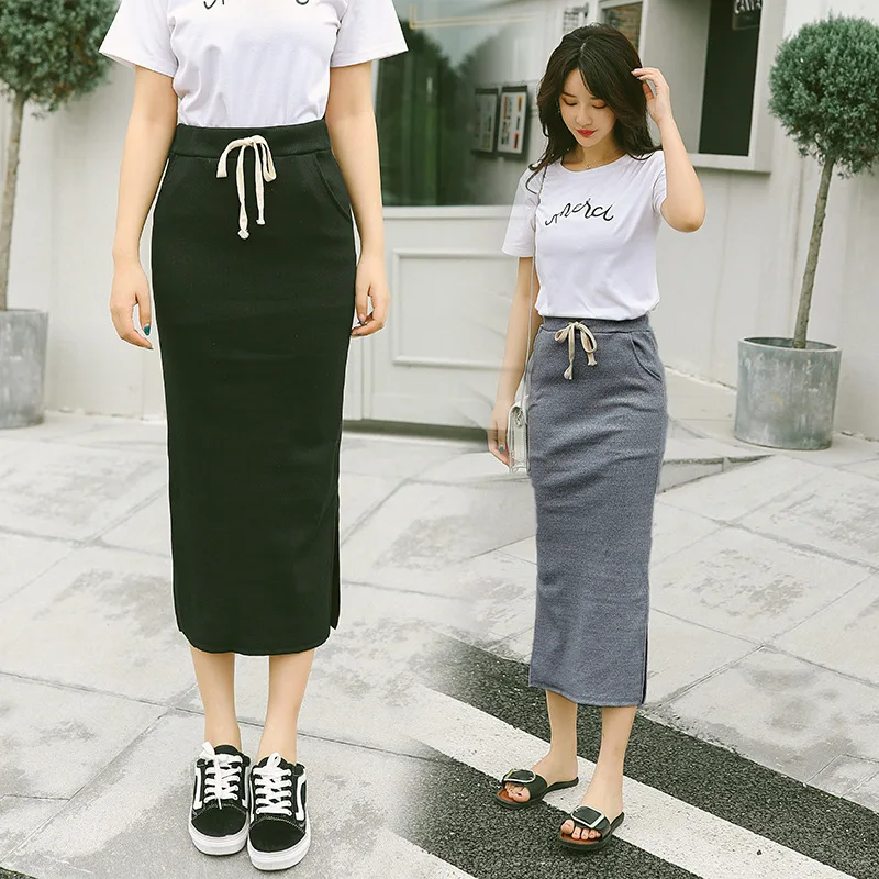 

Autumn And Winter Korean-style New Style Knitted High Waist Skirt Mid-length Slimming Sheath Long Skirts One-step Skirt