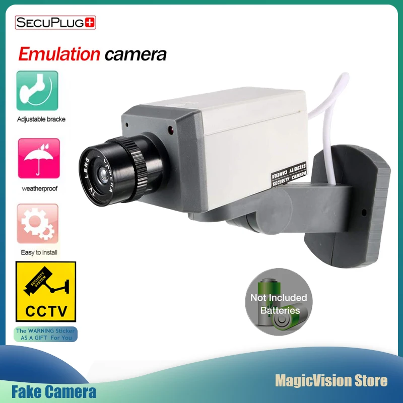 

Fake Camera M2 Dummy Waterproof Security CCTV Surveillance Camera With Led Light Outdoor Indoor Simulation Camera