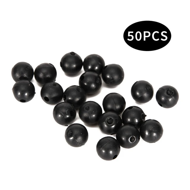 50Pcs/Set Rubber Pearl Fishing Bean Rig Accessories 8mm 6mm Round Carp  Rubber Beads Fishing Tackle