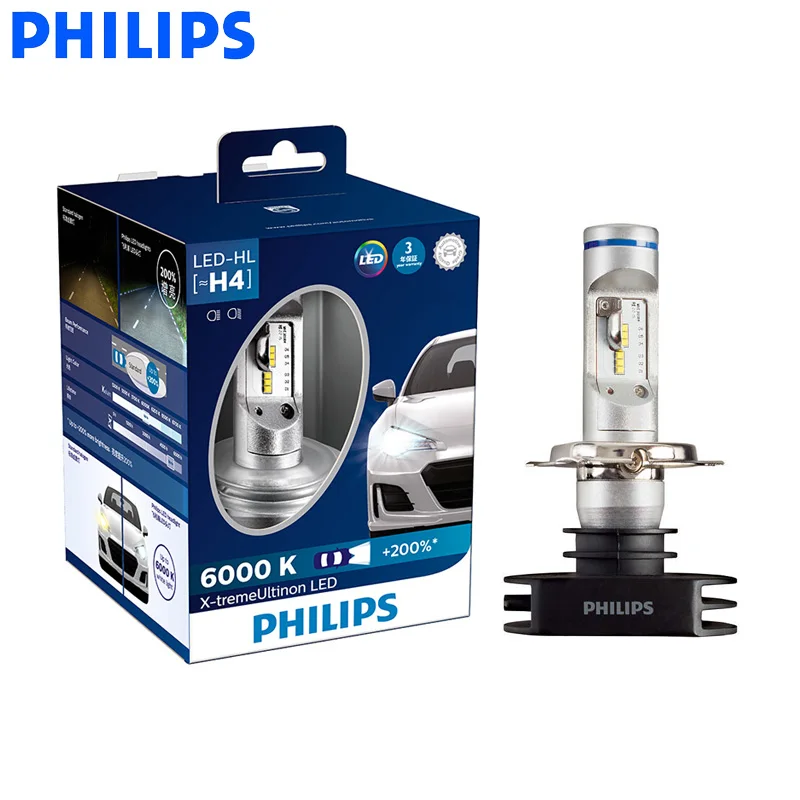 Светодиодсветодиодный лампы Philips H4 H7 H8 H11 H16 9005 9006 X treme Ultinon для автомобильных фар