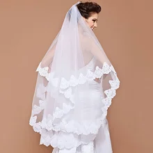 Свадебные вуали 2 слоя Фата до кончиков пальцев кружевная кромка белая слоновая Фата