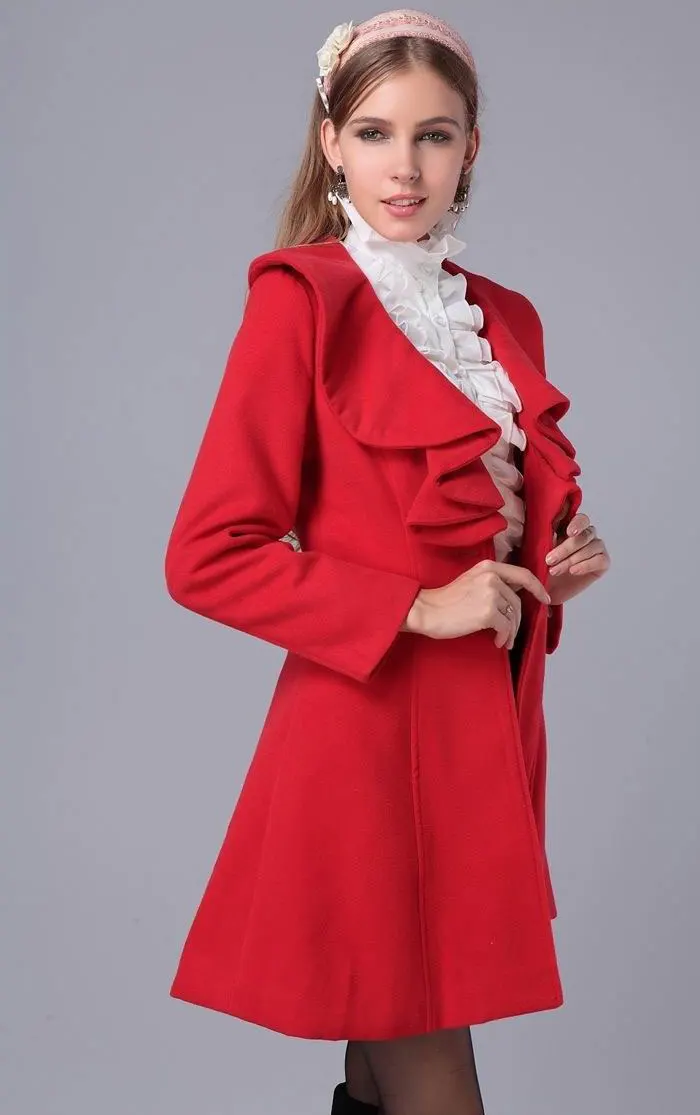 Шерстяное пальто для женщин осень зима наряд новые элегантные женские шерстяные тканевые пальто длинные плиссированные меховые пальто