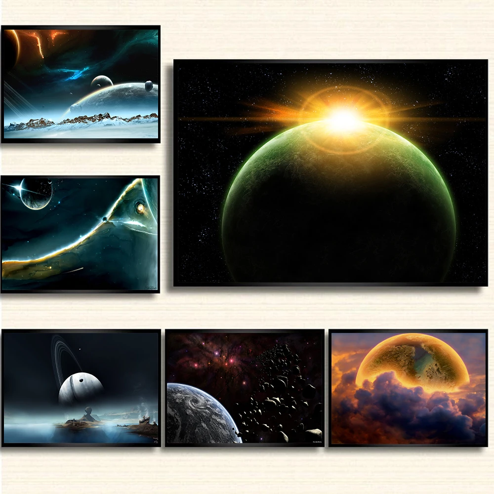 Spazio Poster Galaxy Stars Nebulosa Cielo Stellato Tela Pittura Pianeta Cosmico Terra Immagini Per Pareti Per La Decorazione Del Soggiorno