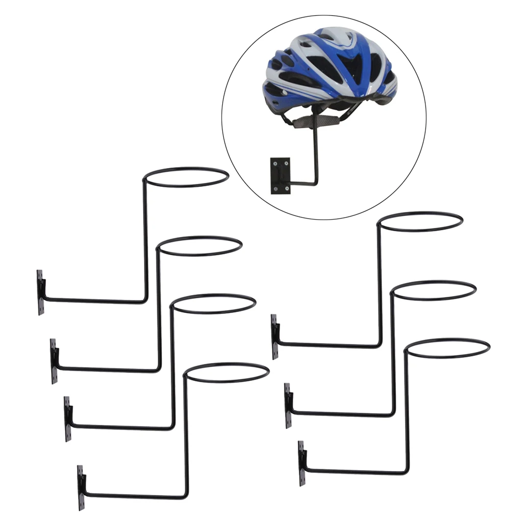 7Pcs Wall Mounted Motorcycle Steel Helmet Holder for Hockey Hat Space Saving