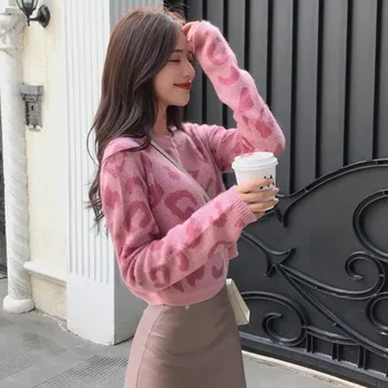 

Autumn Sweater Women Autumn Winter Cartoon Print Slim Long-Sleeved Round Collar Slim Bottom Jacquard Sweater