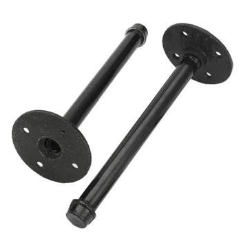 

11 Inch Industrial Black Iron Pipe Shelf Bracket, Steampunk Decor Floating Shelves Hardware, Retro Wall Mounted Shelving Bracket